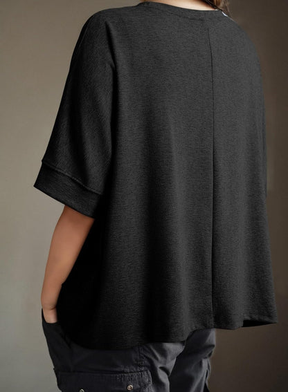 Dokotoo Hauts d'été pour femmes 2026 Dolman manches amples surdimensionnés t-shirts décontractés col rond solide basique