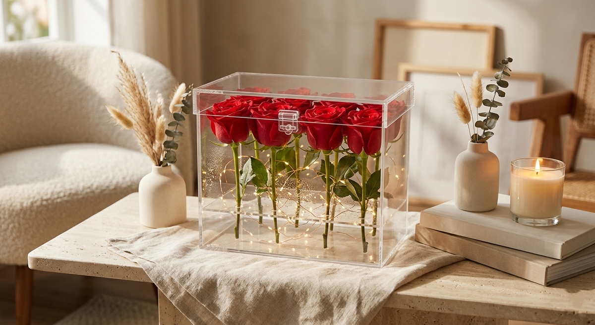 HaloBloom Acrylic Rose Box