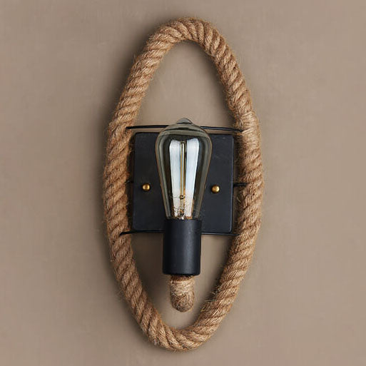 Hemp Rope Wall Sconce - Industrial - Farmhouse - Round Lighting Fixture