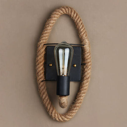 Hemp Rope Wall Sconce - Industrial - Farmhouse - Round Lighting Fixture
