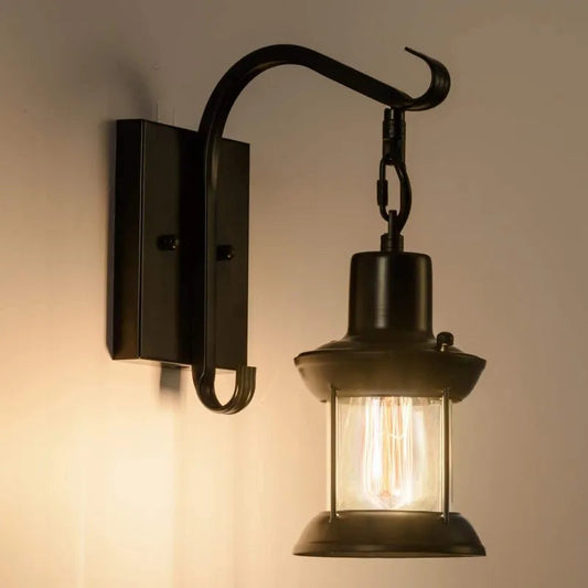 Industrial Wall Sconce - Vintage Style - Metal & Glass - Oil Bronze Finish