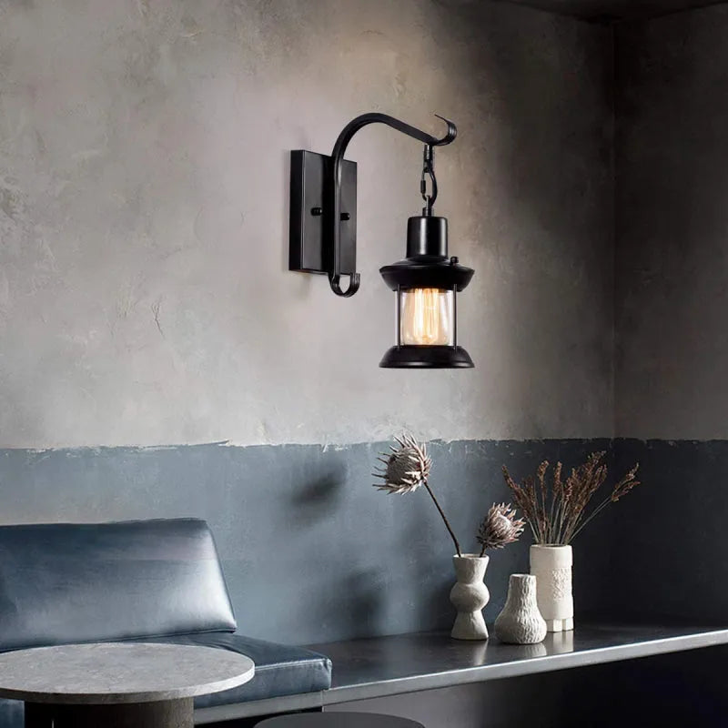 Industrial Wall Sconce - Vintage Style - Metal & Glass - Oil Bronze Finish