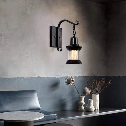Industrial Wall Sconce - Vintage Style - Metal & Glass - Oil Bronze Finish