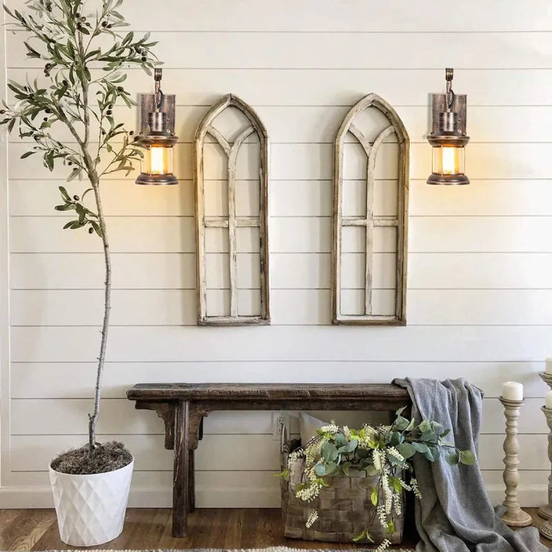 Industrial Wall Sconce - Vintage Style - Metal & Glass - Oil Bronze Finish