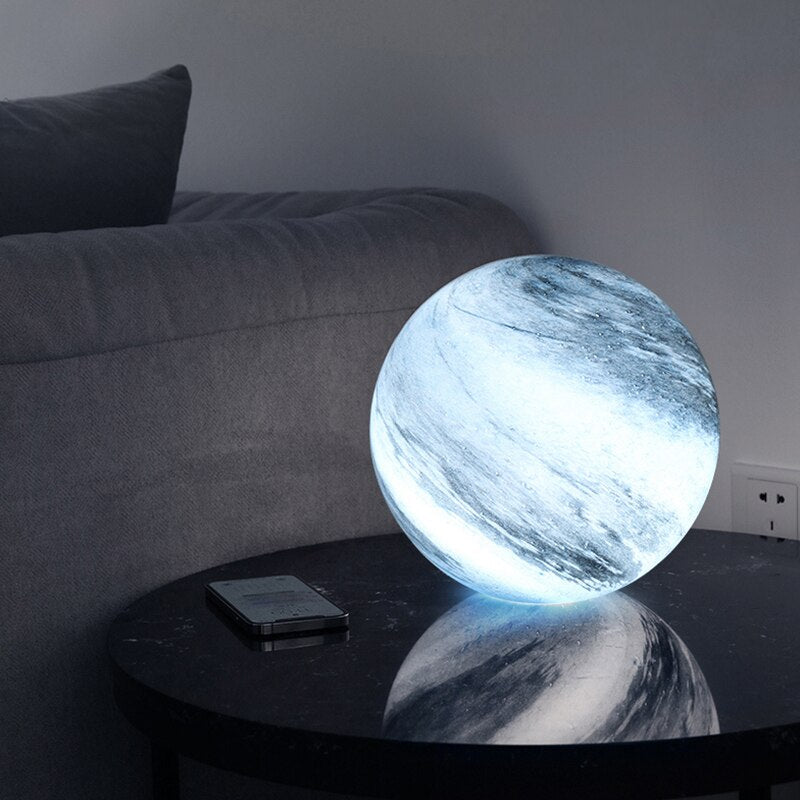 LunaSphere Glass Table Lamp - Celestial Design - Modern Decorative Accent Light