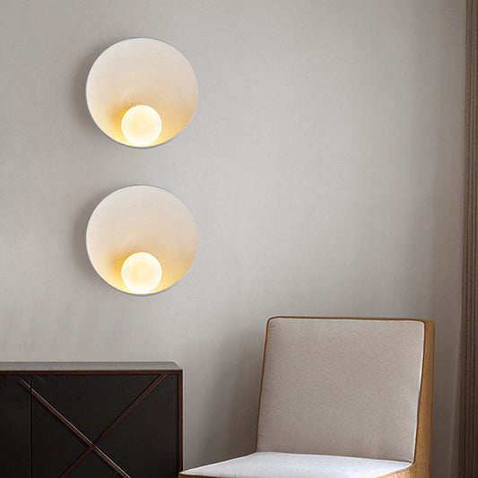 Modern Round Wall Lamp - Wood or Plaster - Minimalist Design