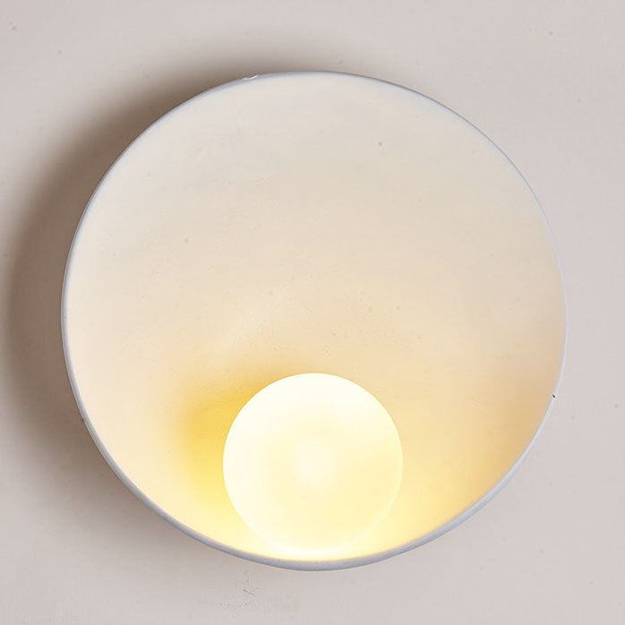 Modern Round Wall Lamp - Wood or Plaster - Minimalist Design