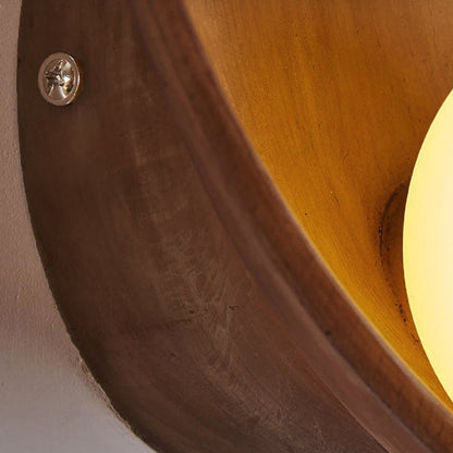 Modern Round Wall Lamp - Wood or Plaster - Minimalist Design